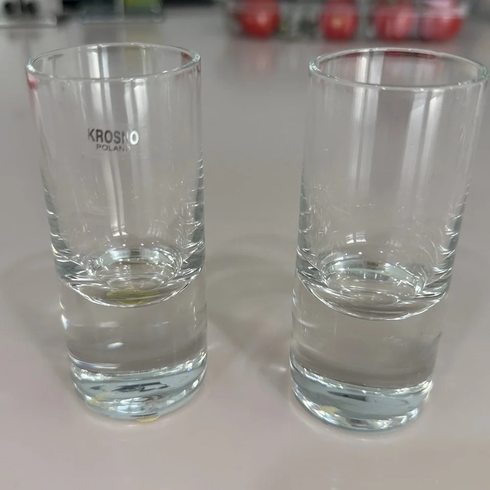 Crate&Barrel Clear Glass Shot Glass Duo